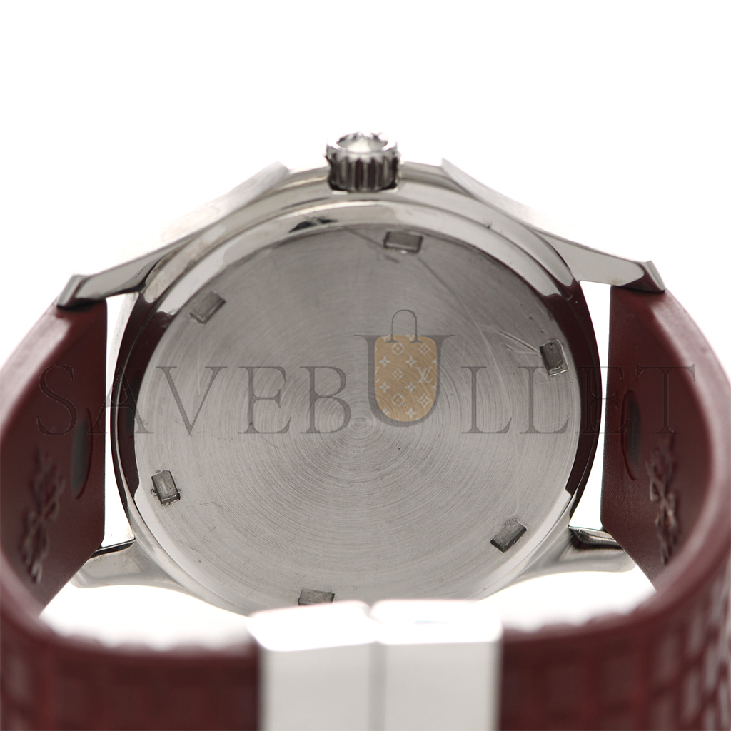 PATEK PHILIPPE STAINLESS STEEL RUBBER DIAMOND 37MM AQUANAUT QUARTZ WATCH BURGUNDY 5067A-010